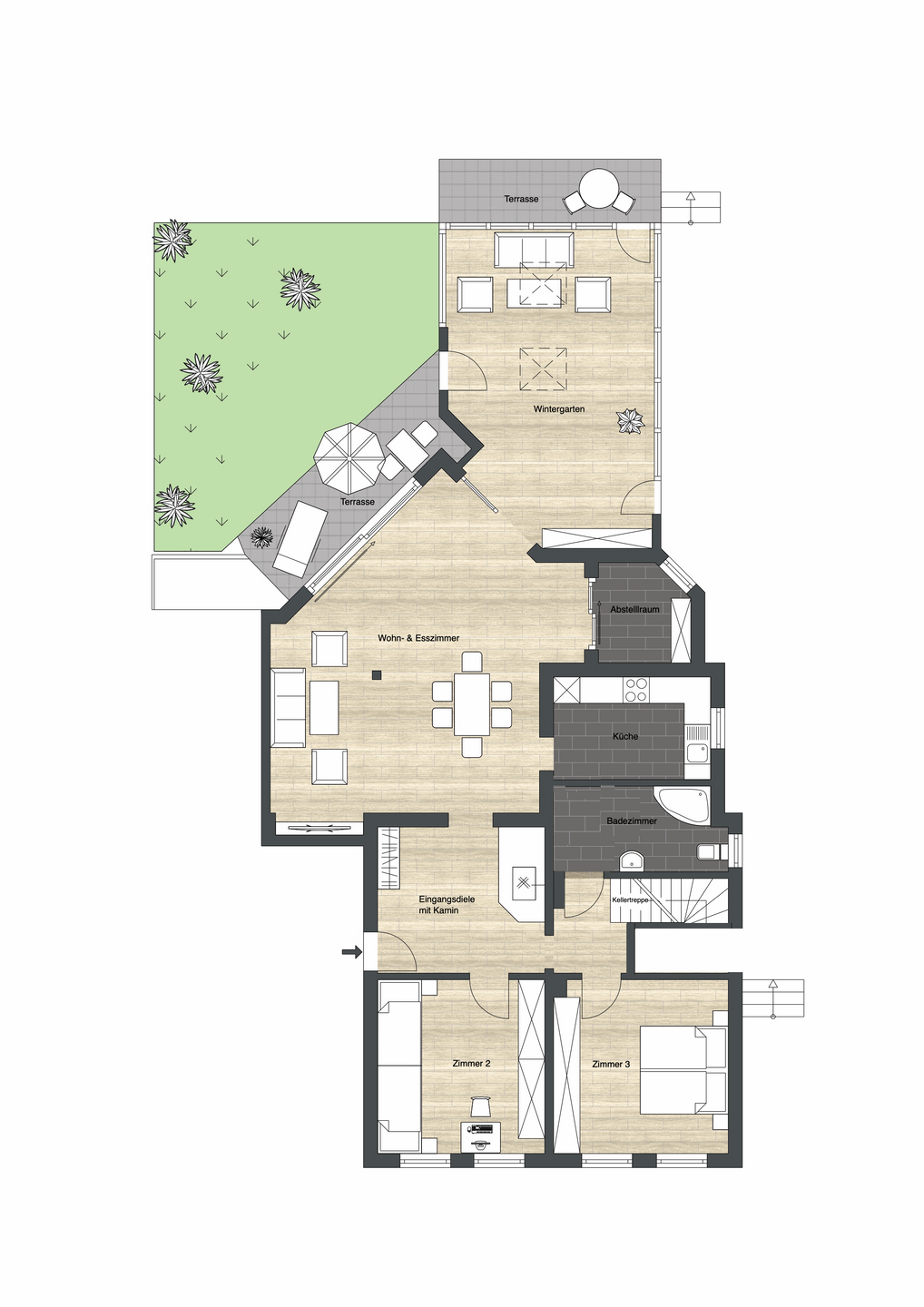 Grundriss Gartenwohnung